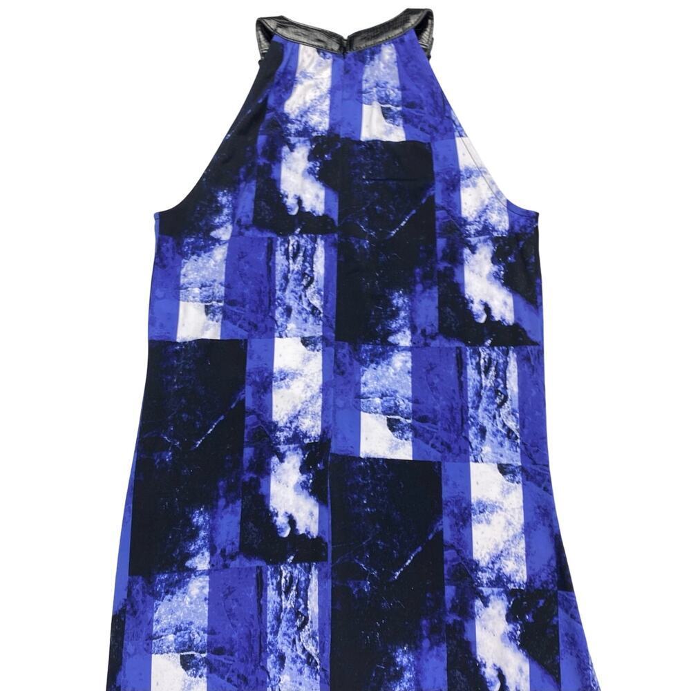 MICHAEL Michael Kors Hi-Low Abstract Maxi Sundress Sz XS Belt Buck Neckline - Picture 3 of 9